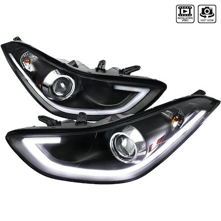 Spec-D Tuning 11-13 Hyundai Elantra Projector Headlight Black Housing 2LHP-HTRA11JM-TM